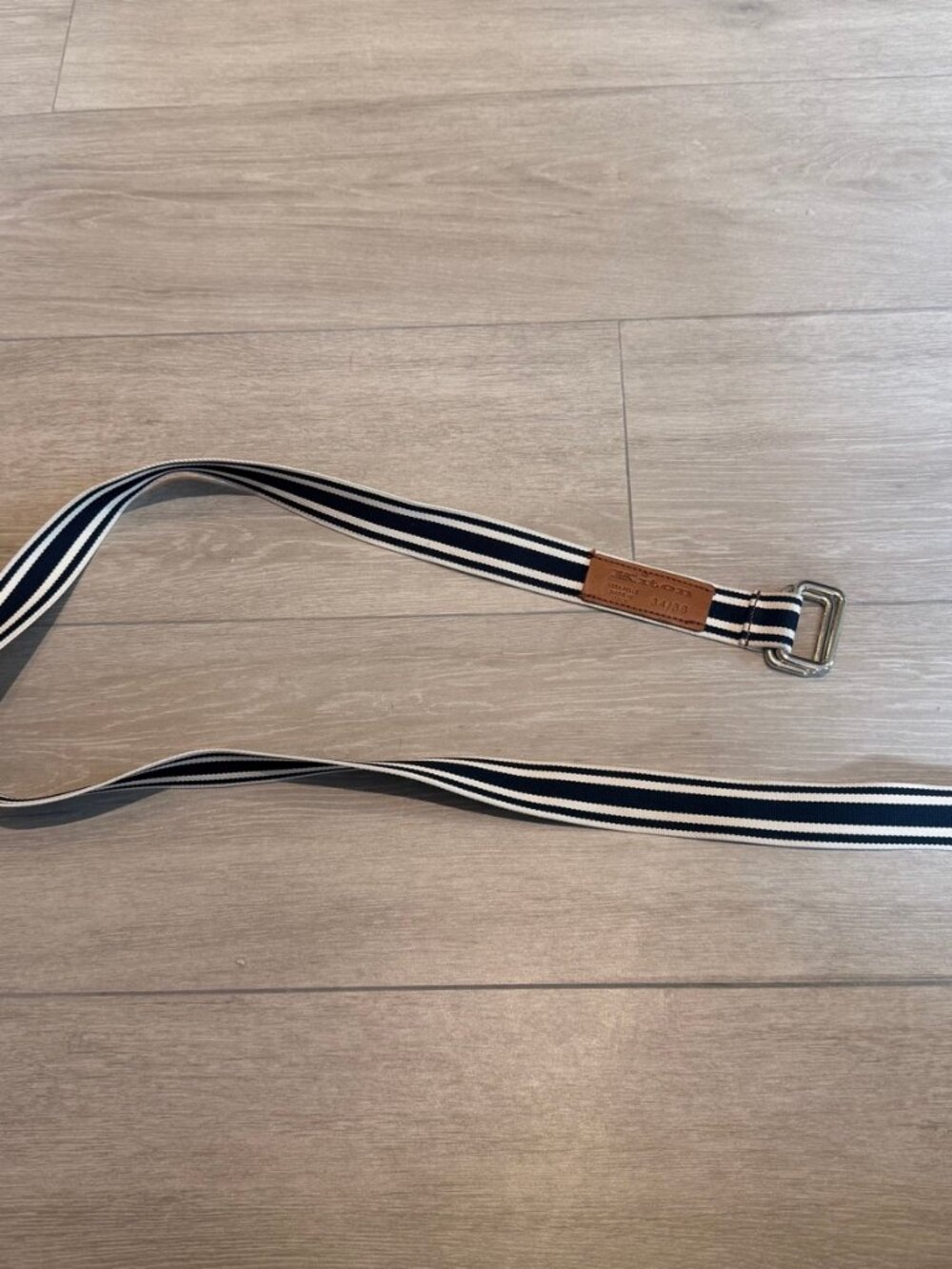 Kiton Striped Webbing Belt Navy White – 34/36 Made in Italy
